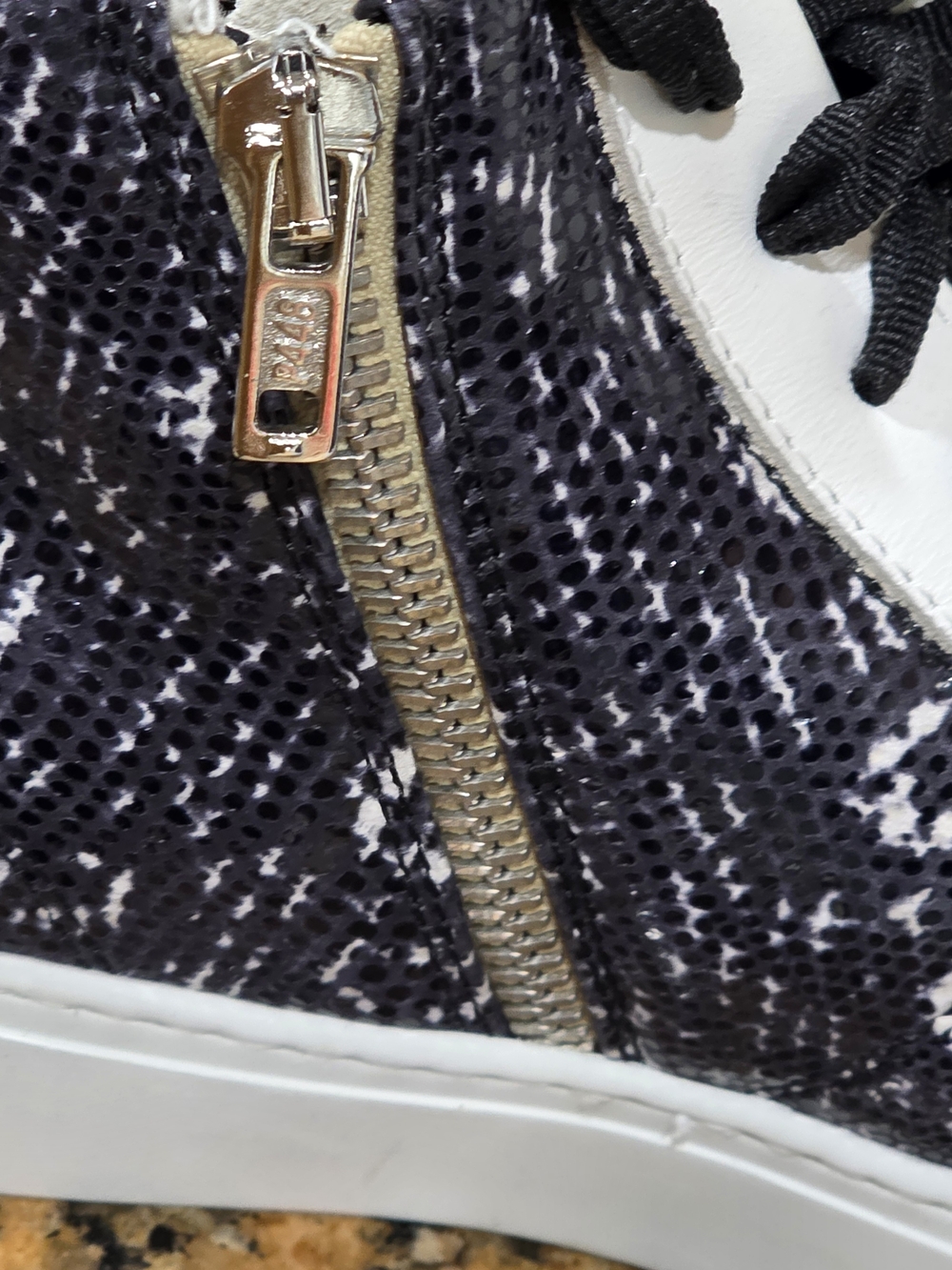 Women's High-Top Fashion Sneaker in Black and White - Picture 6 of 9